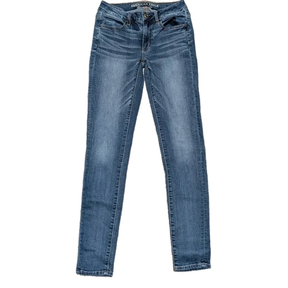 American Eagle Womens Skinny Blue Jean Jegging Size 4‎ Super Stretch